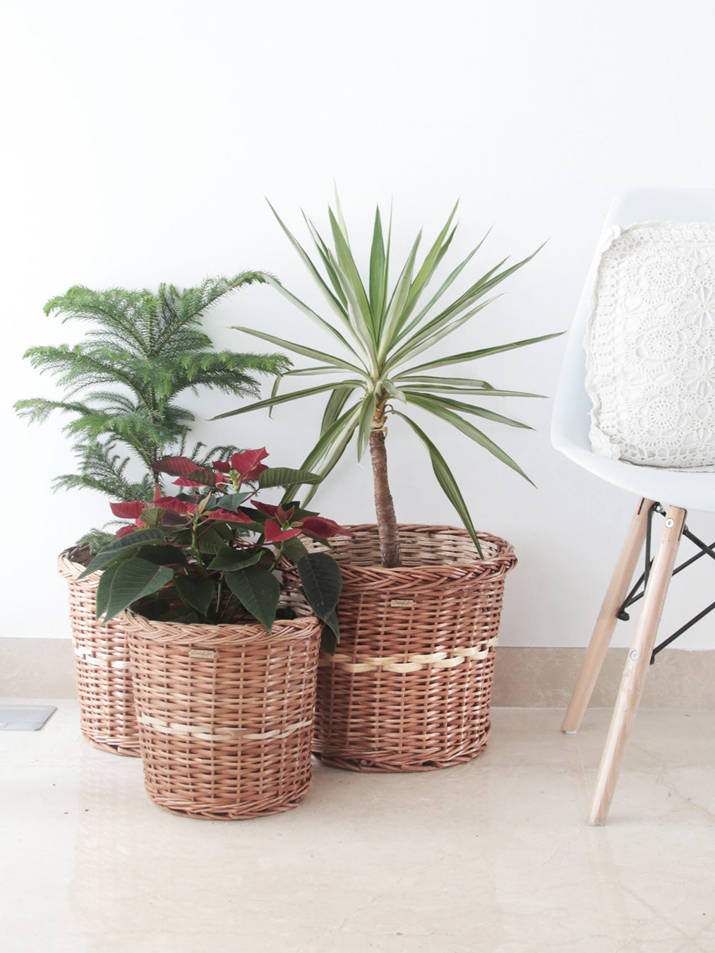 Wicker planter baskets