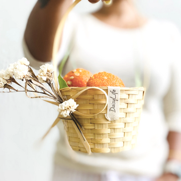 Little Bamboo Bucket Baskets with laddoos