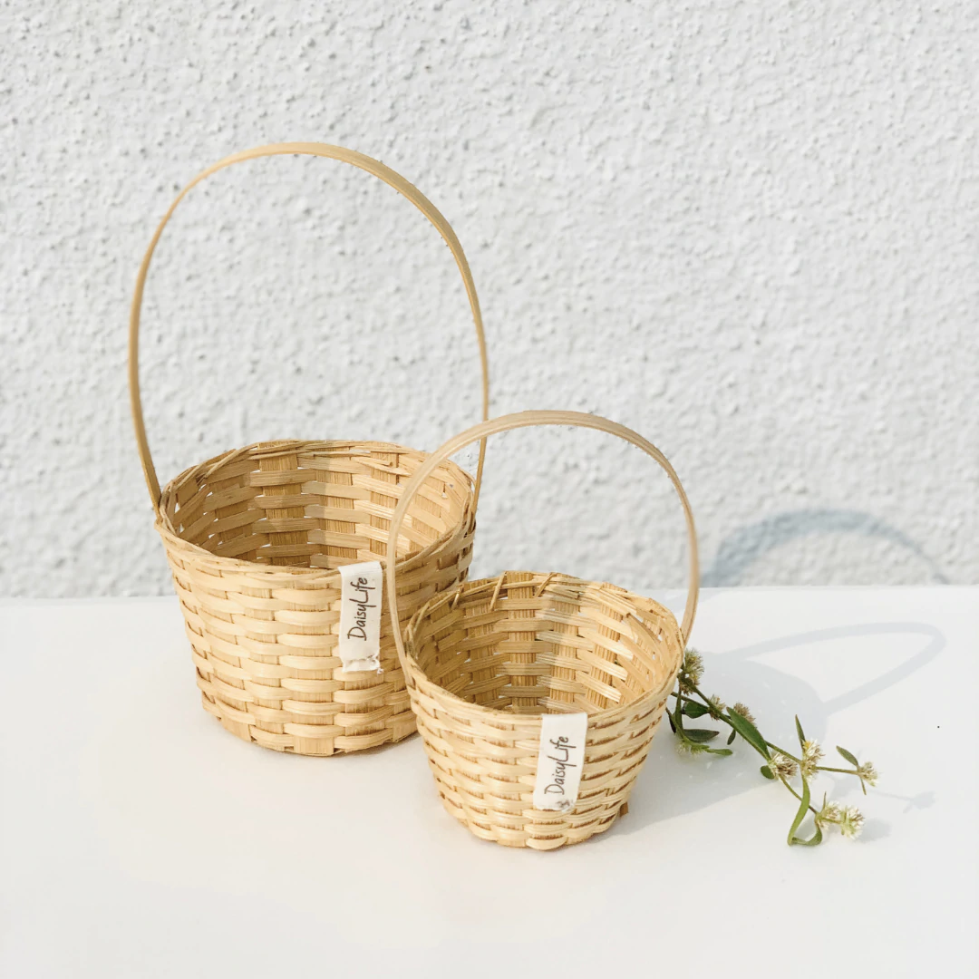 Bamboo Bucket Baskets set of 2