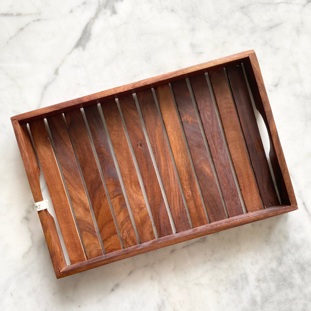 Beautiful dark wooden tray