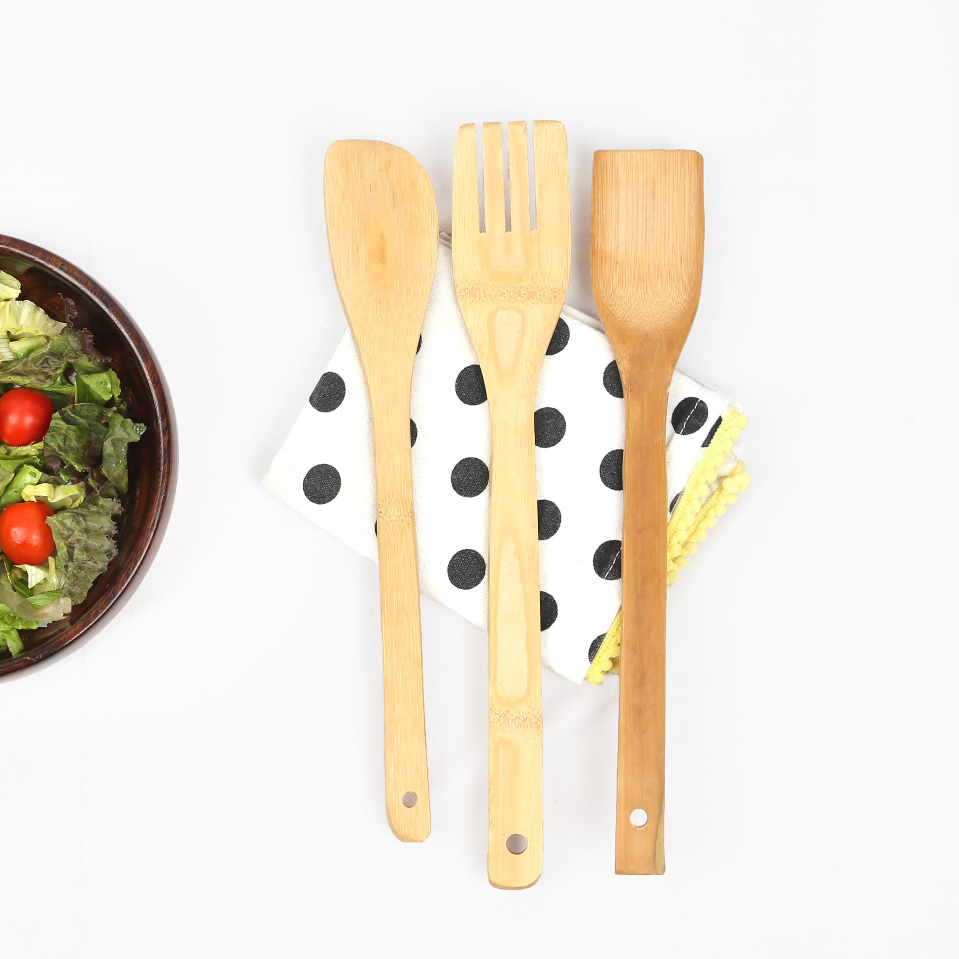 Daisylife Natural and Eco-friendly Bamboo Mixing and Serving Spoons for Salads